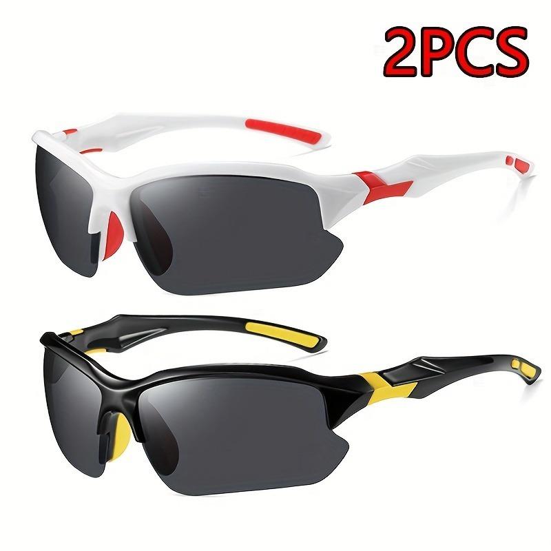 2pcs Cycling Sunglasses Men Outdoor Casual Driving Running Fishing Square Glasses