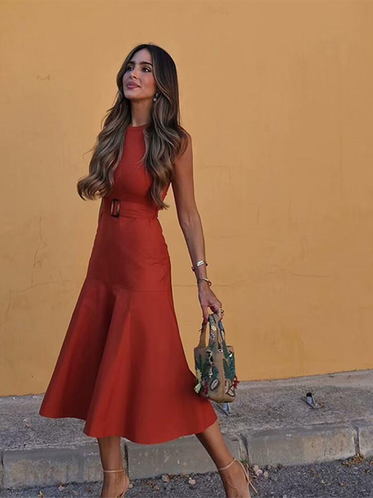 Лоскутное женское платье с поясом — фото 6