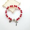 Cross Rosary Bracelet Elastic Bead Jewelry Men Hand Decoration Supplies