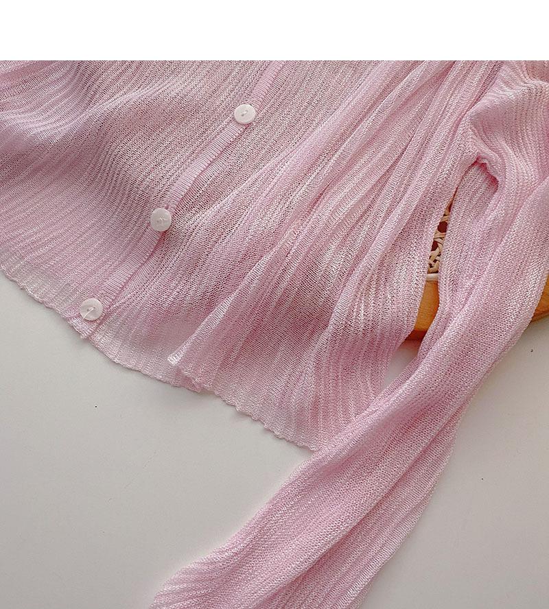 Women's Summer 2021 Thin Ice Silk Cardigan - Korean Style, V-Neck, See-Through, Long Sleeve Knit Top.