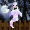 Cute Scary Ghost Decor 47 Inch Halloween Hanging Windsock with LED Lights, Luminous Flying Ghosts Illuminated Holiday Ornaments Flag Wind Socks