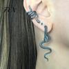 Kolczyki w stylu Boho z metalowym wężem, 1 para, Vintage, Gotyckie kolczyki z wężem, Retro Punk, Spersonalizowane mankiety na uszy z przodu i z tyłu dla dziewcząt, Sztyfty, Halloween