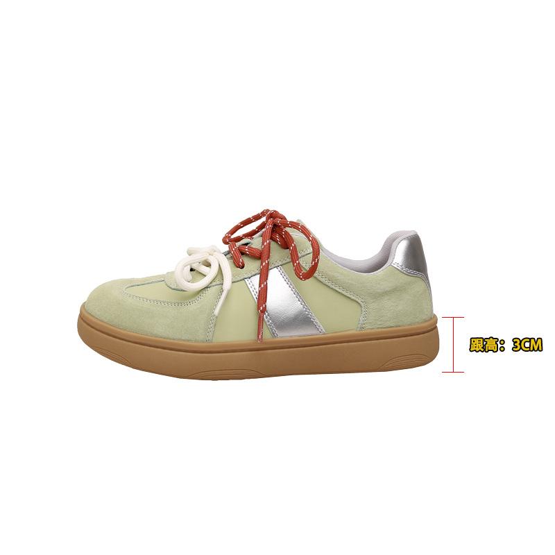 Versatile and comfortable leather platform-soled sports and leisure shoes women's autumn new double lace-up height-increasing German training shoes