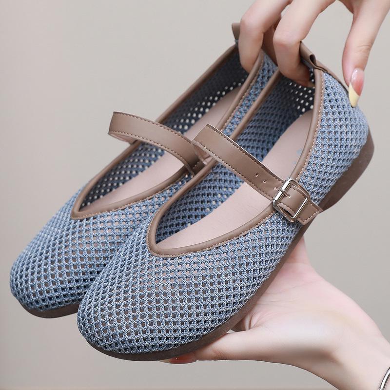 Women's 2025 Mary Jane Mesh Shoes - Breathable Flyknit, Soft Sole, One-Strap, Hollowed-Out Design