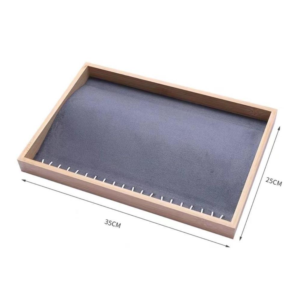 Bamboo & Wood Jewelry Display Tray - Necklace, Bracelet, and Stall Rack Organizer