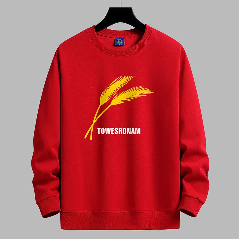

QICED Весенне-осенняя толстовка мужская футболка с длинным рукавом свободная универсальная повседневная с круглым вырезом пуловер XXXXXL красный