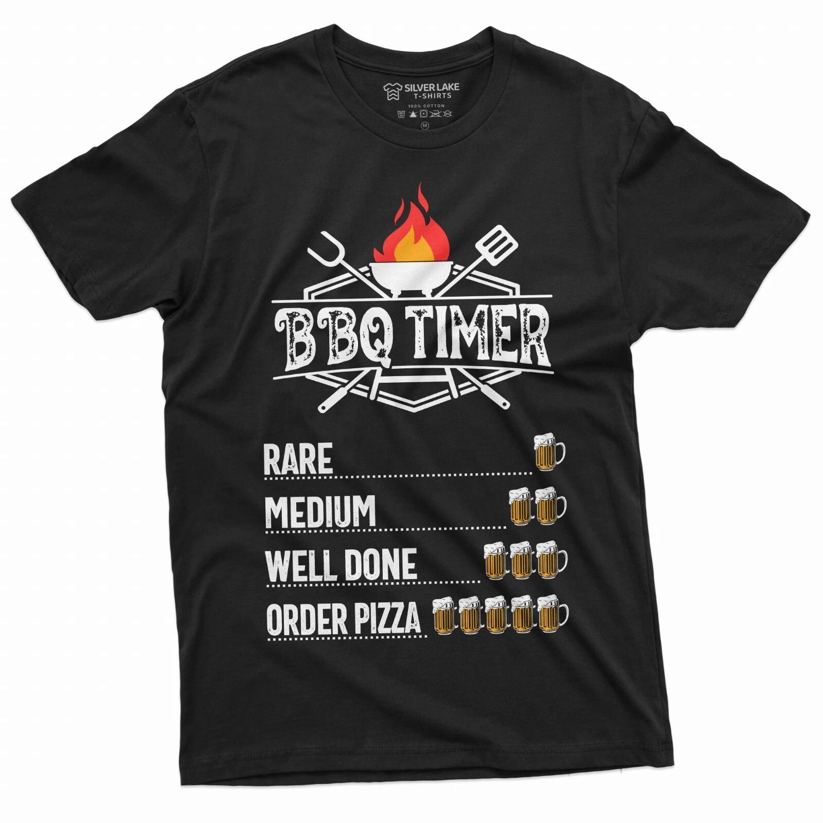 BBQ Grilling Father s Day Mens 4th of July Tee Shirt Funny Shirts Beer Timer Tee XL