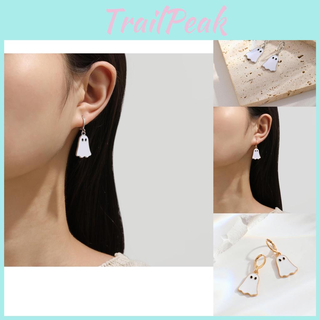 Stylish And Trendy Gold Ghost Dangle Earrings For Women Halloween Accessories