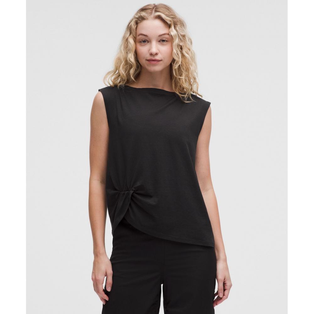 

Lululemon Cotton Blend Twist Front Tank Top Black XXS