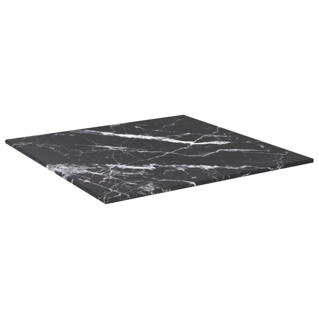 Vidaxl Tischplatte, Schwarz, 40x40 cm, 6 mm, Glas mit Marmormuster