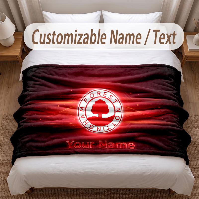 Nottingham Forest Printed Flannel Blanket Custom Name Text Soft Warm Throw For Bedroom Holiday Gift