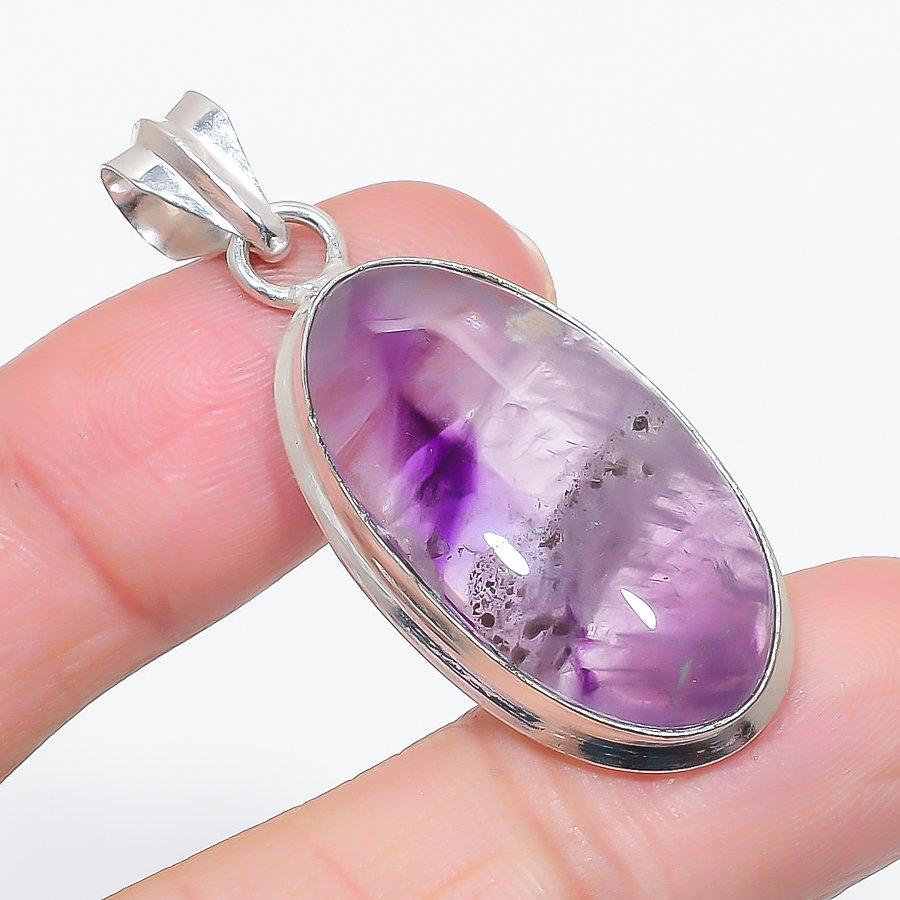 

Natural Sage Amethyst Gemstone 925 Sterling Silver Jewelry Pendant 1.93 z7z23