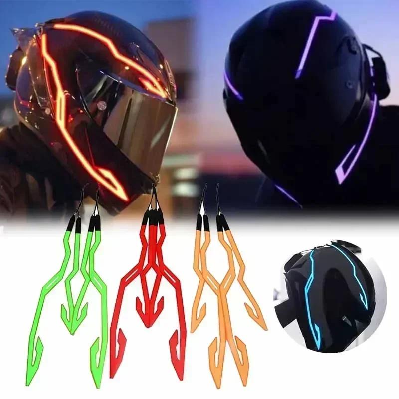 Motorcycle Helmet Light Night Riding Signal Helmet 4 in 1 EL Light 3 Mode Led Helmet Light Strip Decoration Accessorie Kit