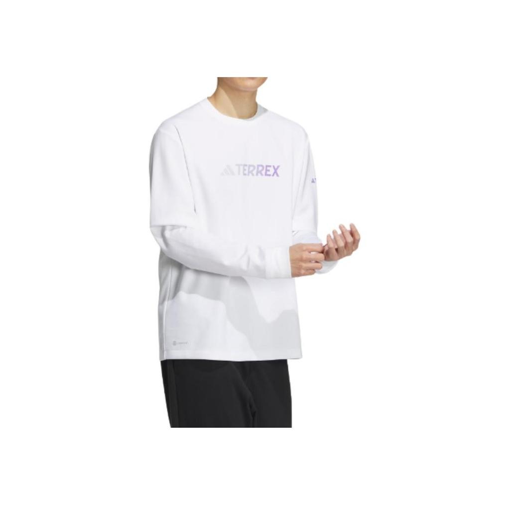 Adidas Alphabet Logo Print Long Sleeve Sports T-Shirt Men Tops White IP9945