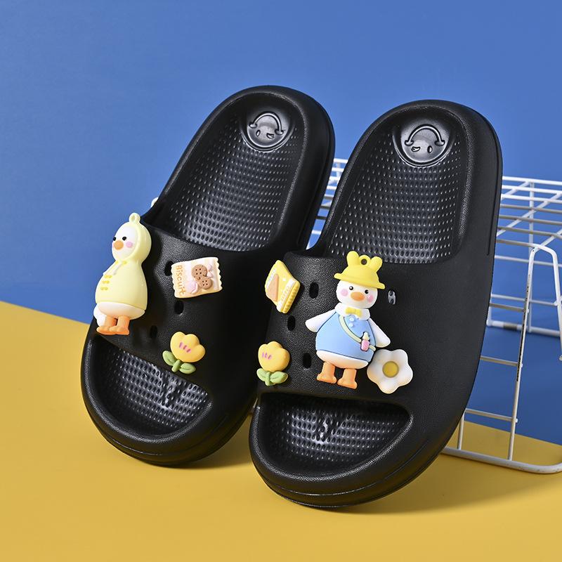 

Стильные летние мультяшные шлепанцы для девочек, легкие домашние тапочки на мягкой подошве из ЭВА для детей Black,40-41