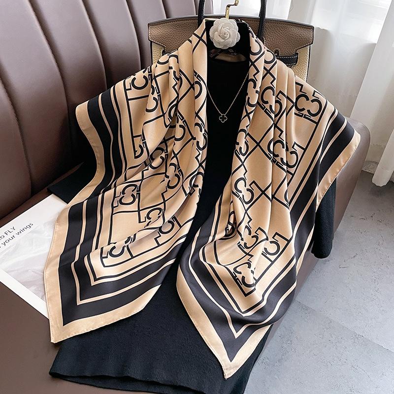 Eșarfă Coreeană cu Litere Noi, Șal Mare la Modă, Temperament de Înaltă Calitate, Eșarfă Decorativă, Eșarfă de Mătase, Batic pentru Femei