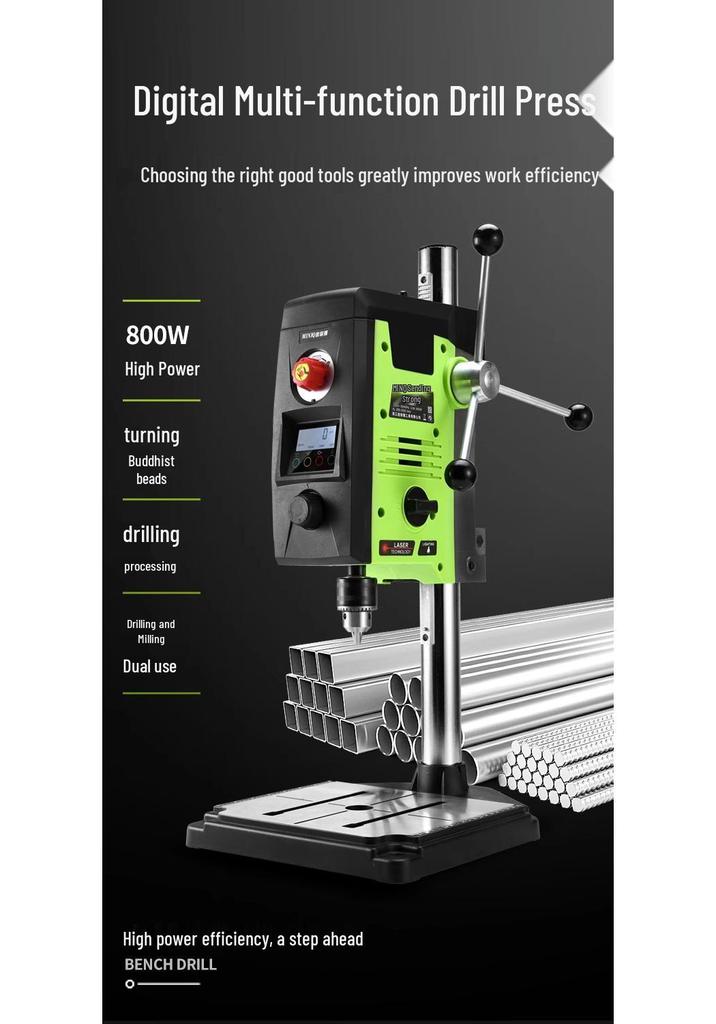 Compact High-Power Precision Variable Speed 220V Bench Drill Mill for DIY Projects