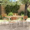 Garden Dining Set 5 Pcs Solid Acacia Wood and Stainless Steel