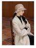 Women's Retro Black Wool Bucket Hat - Autumn/Winter Trendy Japanese Fashion.