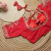 Beautiful Embroidery Red Silk Choli Indian Women's Readymade Half Sleeves Blouse