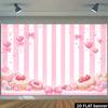 2D Cute Pink Candy Shop Backdrop Sweets Donut Party Photography Background