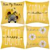 Spring and Summer New Sunflower Truck Pillow Cushion Pillow Cover Black and White Plaid Linen Pillow Cover