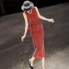 Lanseer 2026 Summer French Polka Dot Sleeveless Midi Dress