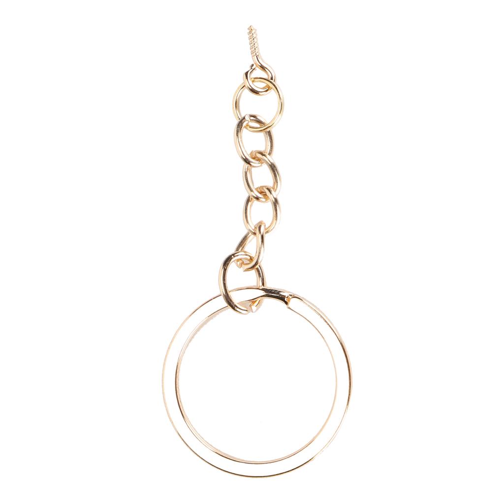 10pcs DIY Key Ring with Chain Portable Metal Key Chain Eye Screw Jewelry Pendant AccessoryGold 28mm