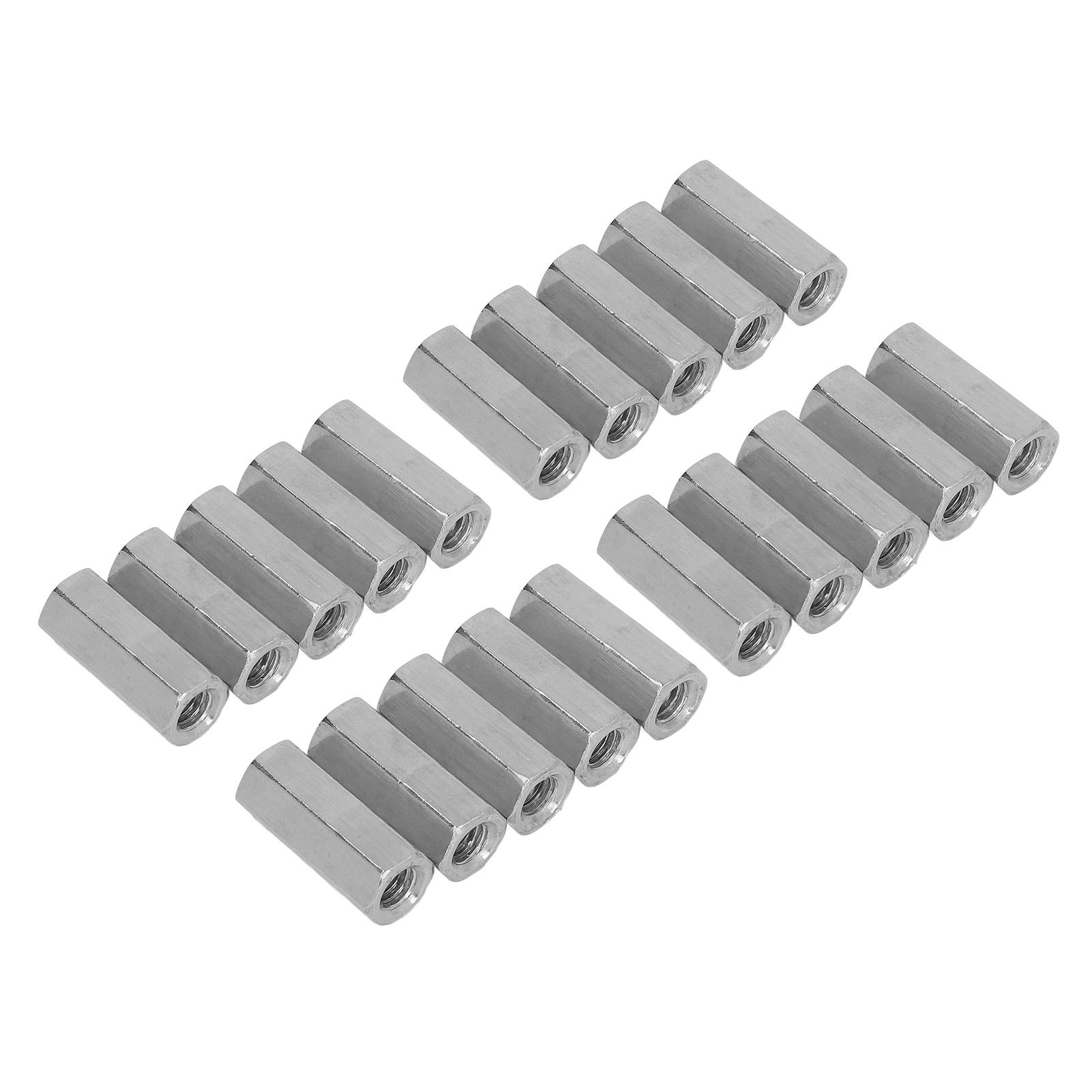 

20 Pcs Hex Coupling Nut M6x1 L25mm Stainless Steel Threaded Rod Connectors for Bolts Studs Mechanical Screws