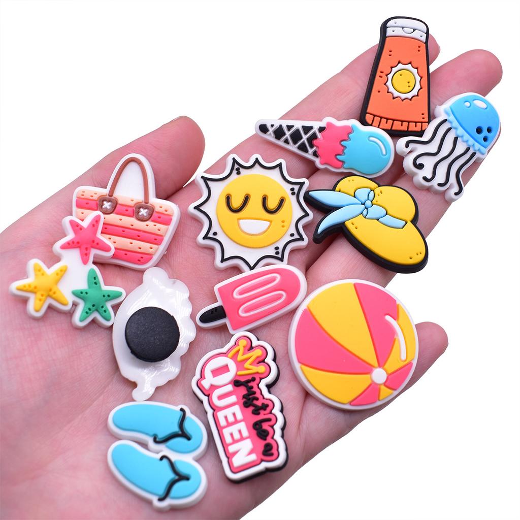 33pcs lot summer lovely shoe charms buckles hat watermelon accessories decoration for bracelet bag sandals kids outdoor gift