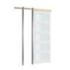 Sliding Pocket Door, 765 x 2035 mm, 5-Lite Frosted Glass Single Sliding Door with Hardware Kit, Sturdy Solid Wood & MDF Pocket Doors Slab with