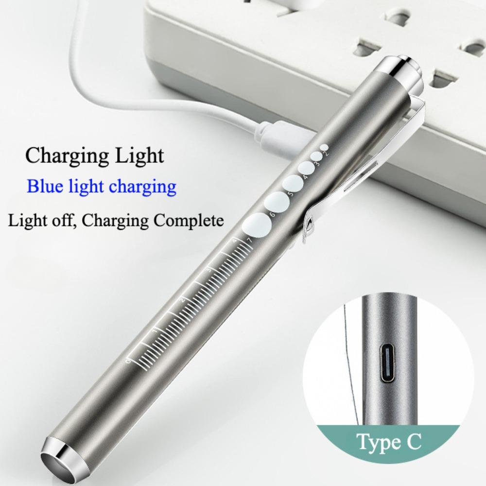 Portable LED Flashlight Work Light First Aid Pen Light with Pupil Gauge Measurements Doctor Diagnosis Pocket Light