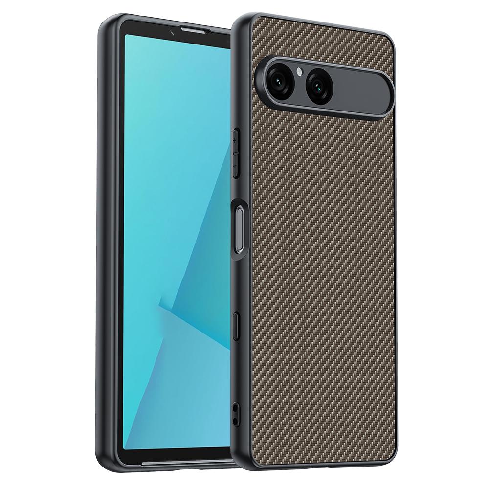 For Sony Xperia 10 VII Case Leather + PC Hard Phone Cover Carbon Fiber Texture
