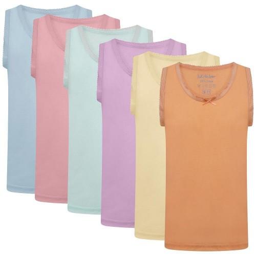 KidCollection Girls Vest Top (Pack of 6)