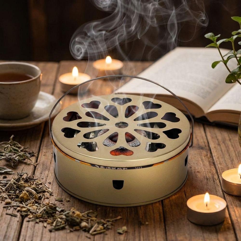 with Handle Lid Incense Burner Box Hollow Out Insect Repellent Tray Mosquito Coil Holder Summer