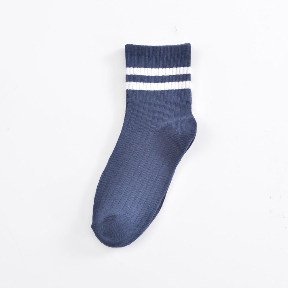 

Women s College Style Striped Mid-Calf Socks - Breathable Cotton in Candy Colors One Size темно-синий