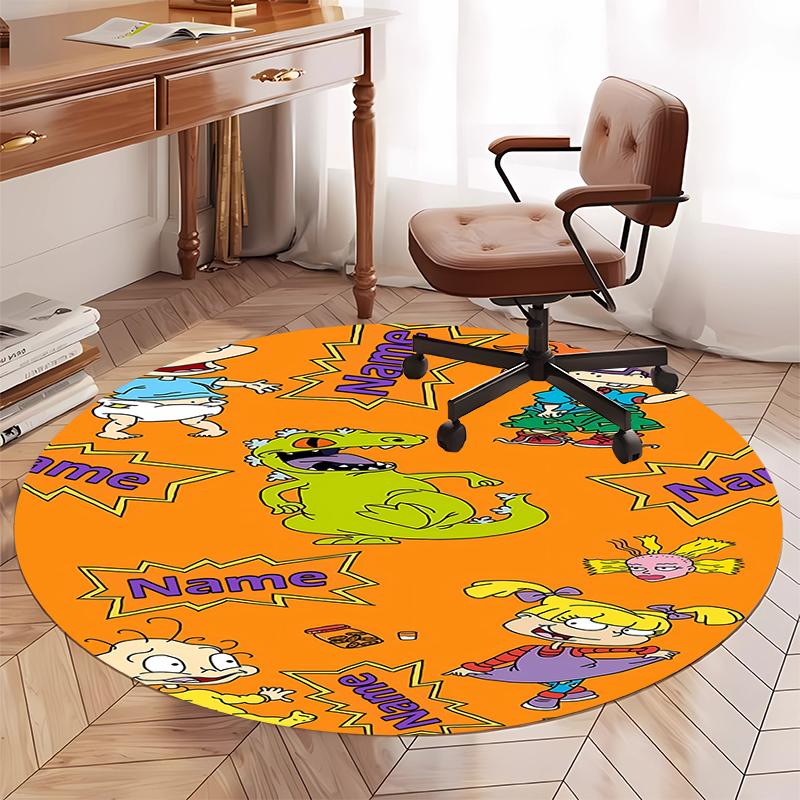 Custom Name Rugrats Printed Round Rug Carpet Chair Rug Area Rug Entryway Doormats,for Office Chair Living Room Bedroom Kitchen Room.