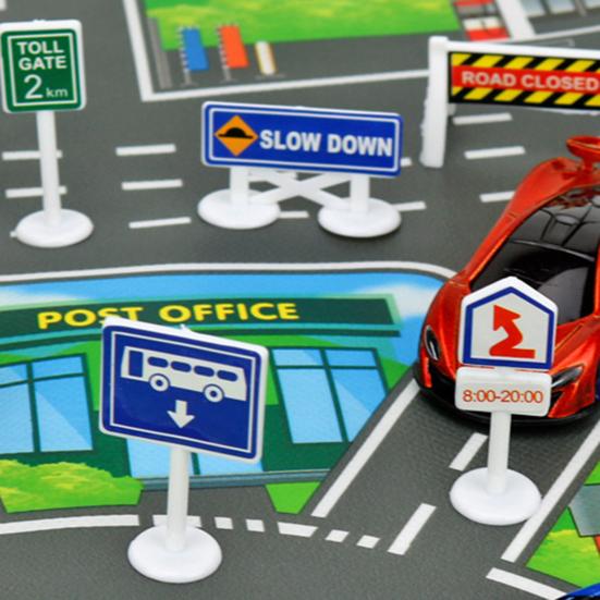 56Pcs/Set Eye-catching Compact Premium Wide Application Road Traffic Sign Kit Children Toy