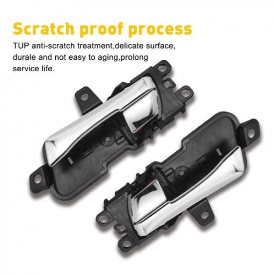 2Pcs Left + Right Interior Door Handle Chrome Set For Hyundai Sonata 2011-2014