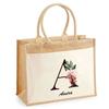 Beach Bag - PLANETEE - Amira Letter Flower - Cotton - 43x33 Cm - Shoulder Strap