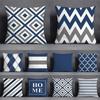 45x45CM Cushion Cover Geometric Pattern Polyester Blue Grey Pillowcase Upholstery Sofa Cushion Throw Pillow Home Decor Pillowcas