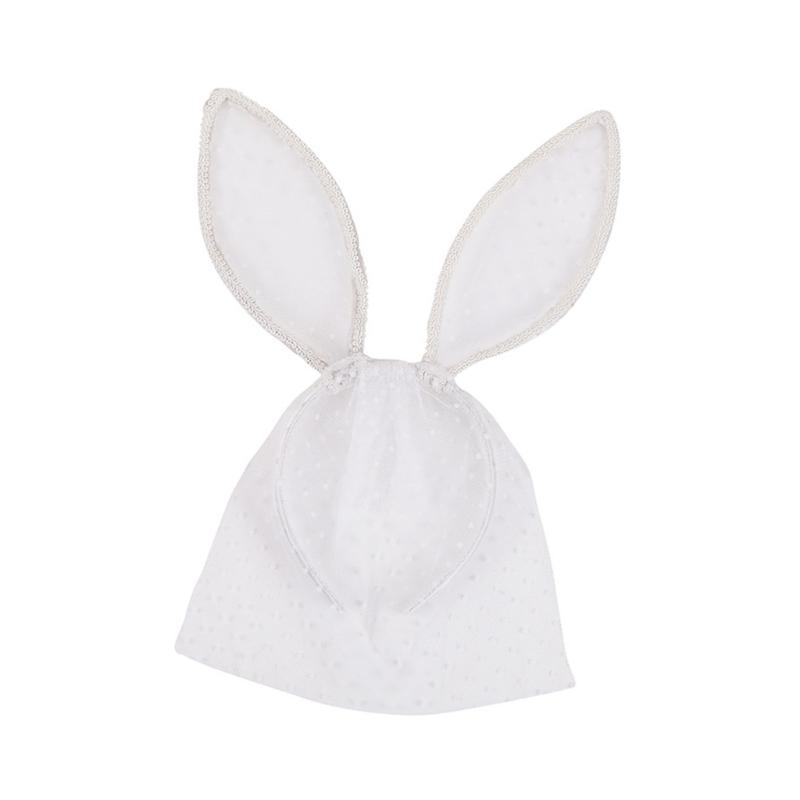 Stylish Rabbit Ears Lace Hairband Cute And Hair Accessory Headwear With Round Dots And Delicate Sheer Trim