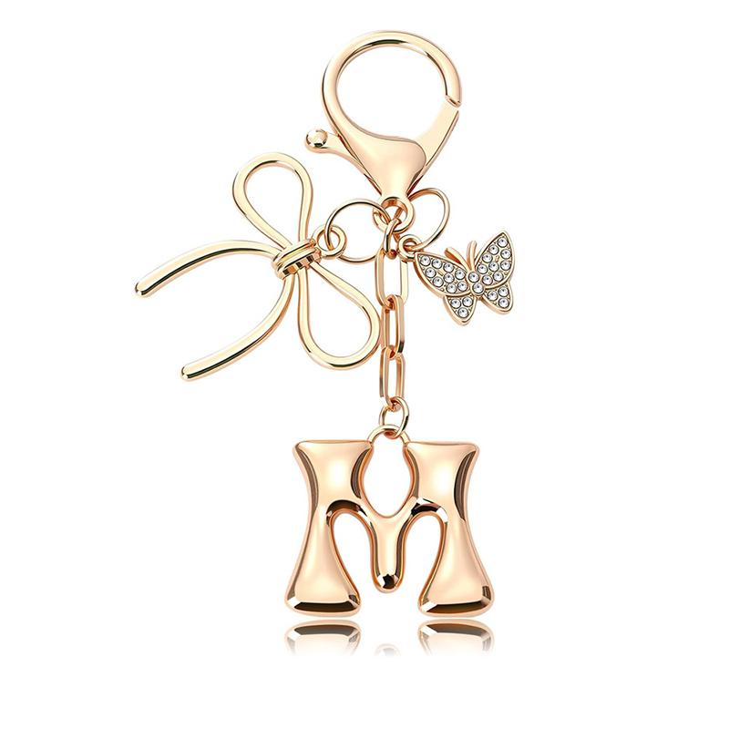 Chaveiro Fashion Borboleta Letra A-Z Feminino Menina Brilhante Fofo Mochila Chave de Carro Acessórios Cordão Pingente de Metal com Letra Presente