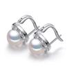 Fresh Style White/Pink Simulated Pearl Earrings for Girls Inlaid White CZ Fashion Versatile Women Jewelry Drop Shipping
