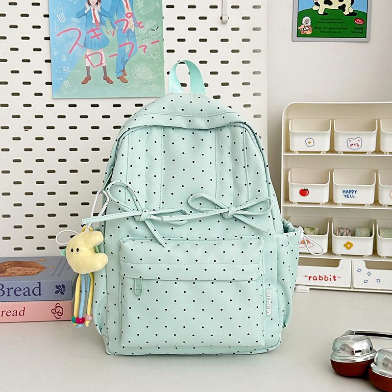 School bag summer new small fresh polka dot sweet girl travel mini backpack high value literary and art fan girls backpack