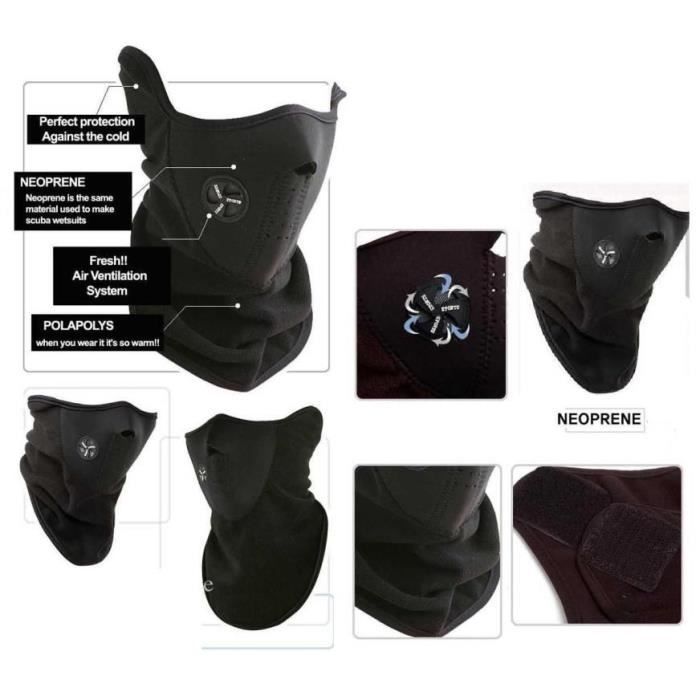 Facial Mask - Neoprene - Fleece - One Size - Color Black