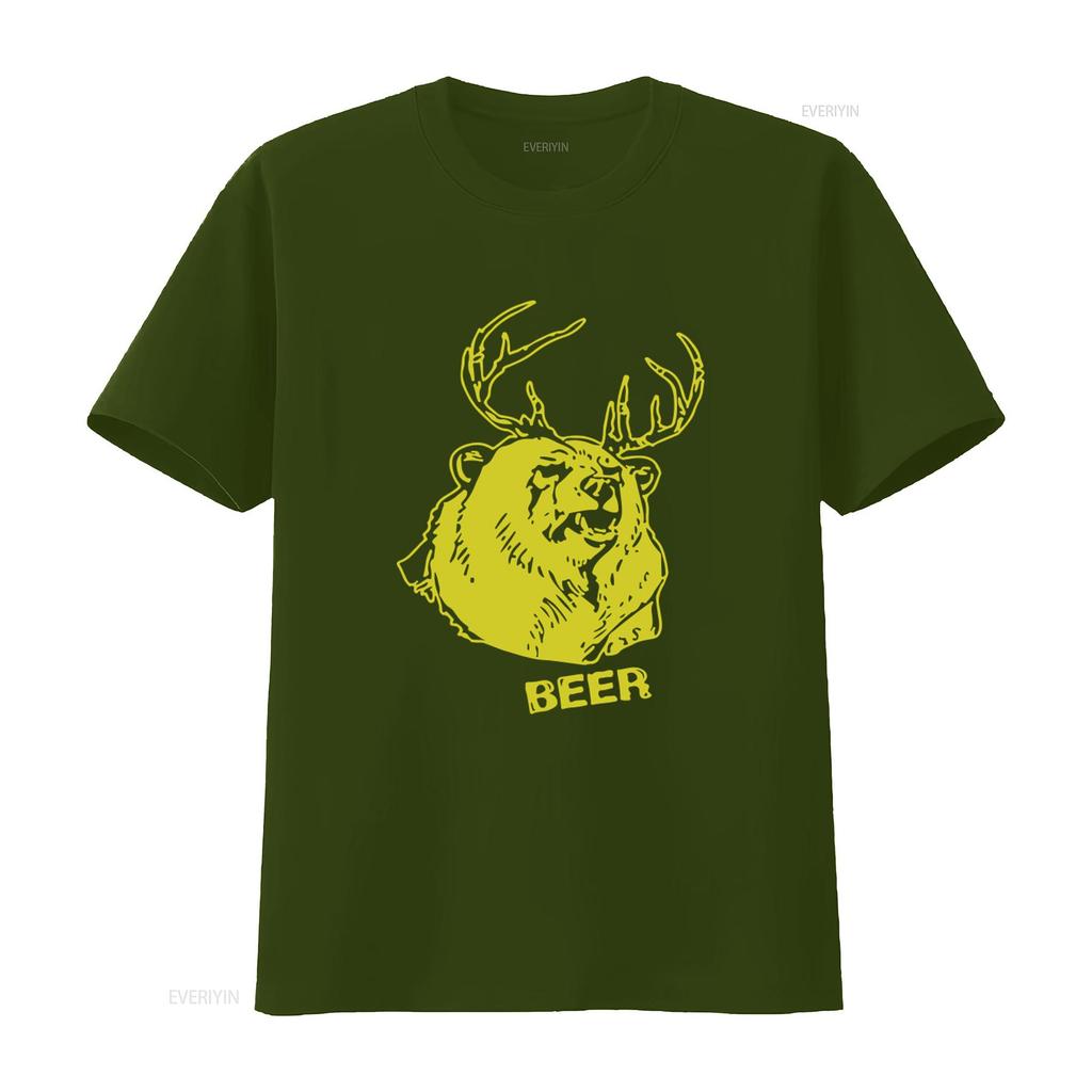 Bier Bär Reh Trinken Lustiges T-Shirt für Freizeit Vintage Gewaschen Leicht Bequem Weich Dehnbar Mode