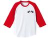 [SPEED ADDICT] CHECKER FLAGS Raglan 3/4 Sleeves T-shirt (White X Red, Size L)