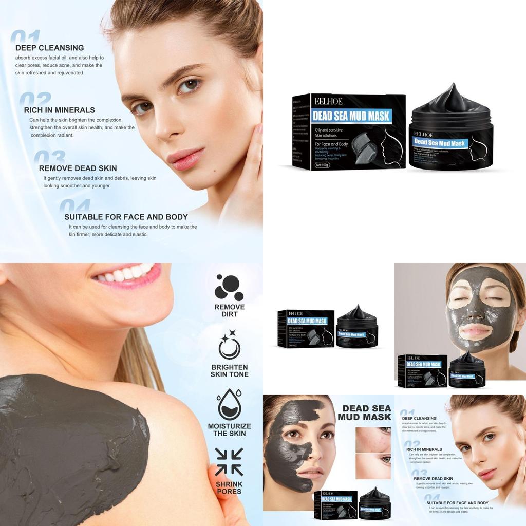 Eelhoe Dead Sea Mud Cleansing Mask Hydrating Deep Cleanser For Pores And Blackheads