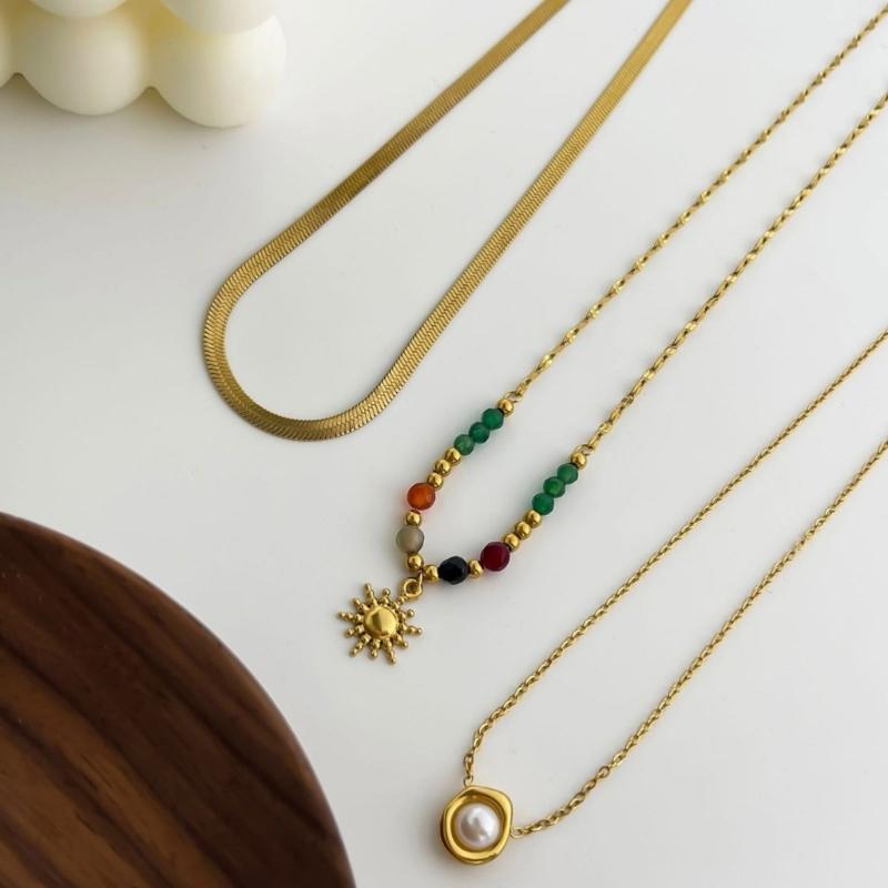 Stylish Beaded Pearls Necklace Daily Wear Necklace Elegant Women Accessory Evening Party Jewelry Stainless Steel Texture